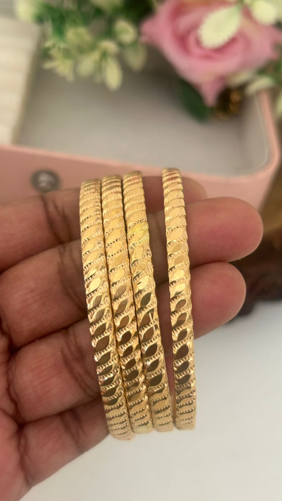 Traditional Panchaloha Unpolished Bangles Set – Classic South Indian Temple Jewellery