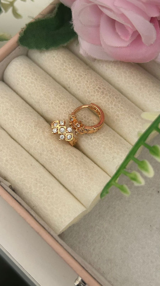 Chic Rose Gold Geometric CZ Bali Earrings for Women