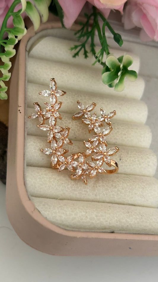 Designer Floral Vine CZ Ear Wrap Earrings ll Premium Korean Style Floral Ear Climbers