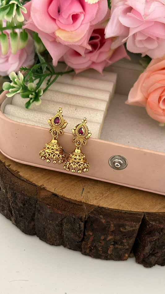 Vintage Style Temple Design Push Back Earrings for Women (SMALL SIZE)