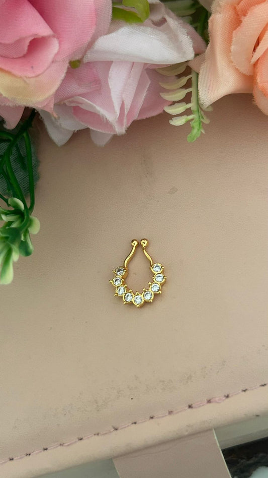 Traditional Panchaloha Stone Studded Nose Ring for Women