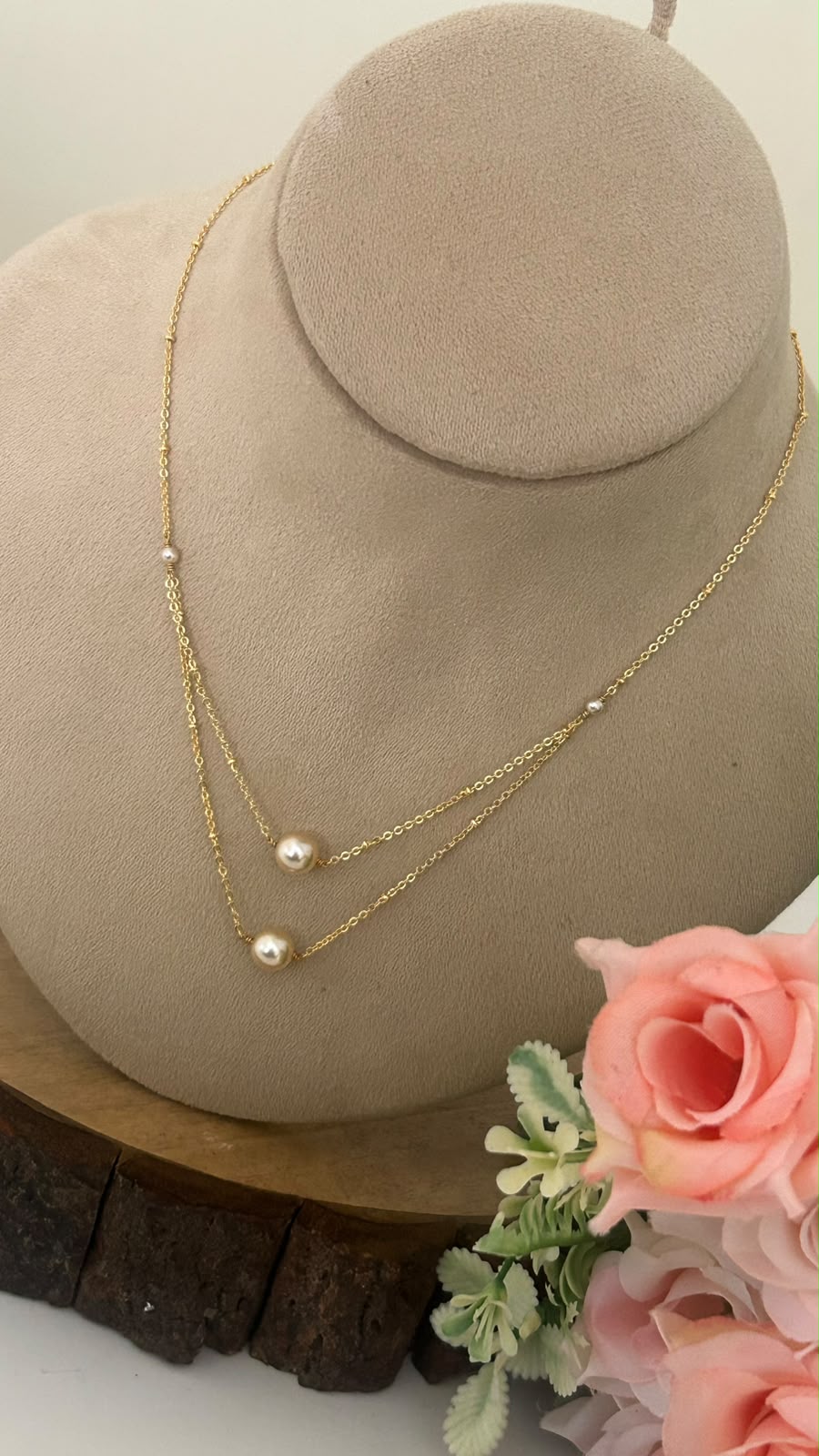 Trendy Pearl Chain Necklace with Swarovski Pearl Beads in 16 inches