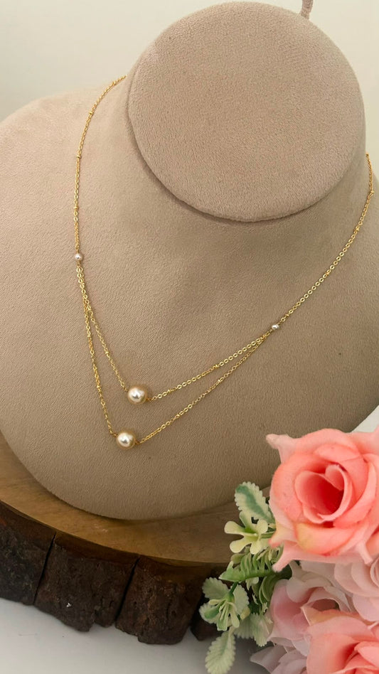 Trendy Pearl Chain Necklace with Swarovski Pearl Beads in 16 inches