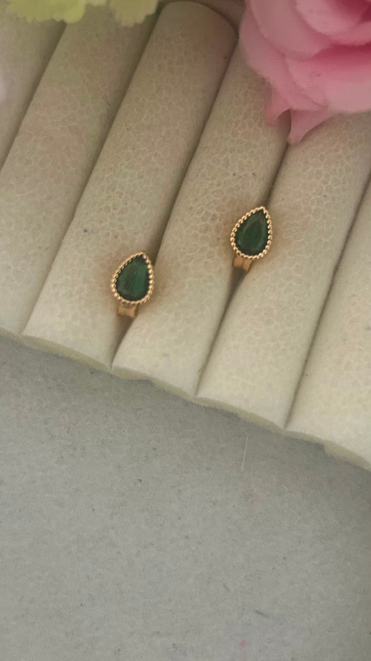 Premium CZ Teardrop Bali Earrings in ROSEGOLD Finish in small size