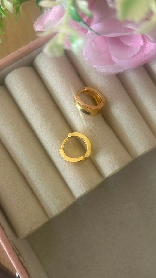 Micro Gold Plated Plain Huggie Bali Earrings for Women
