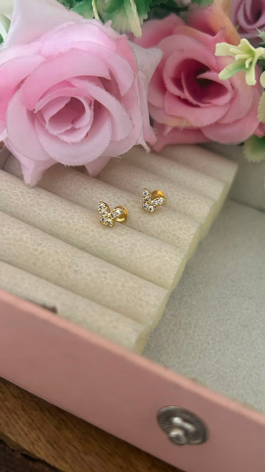 Mini Butterfly Stone Screwback Earrings for Women & Kids