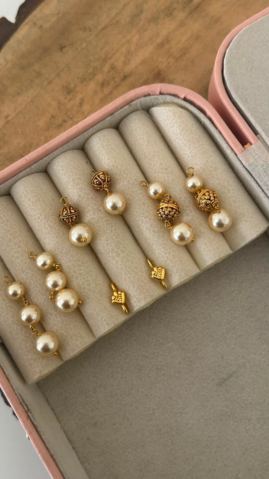 3-in-1 Changeable Pearl Hanging Earrings with Plain Hook