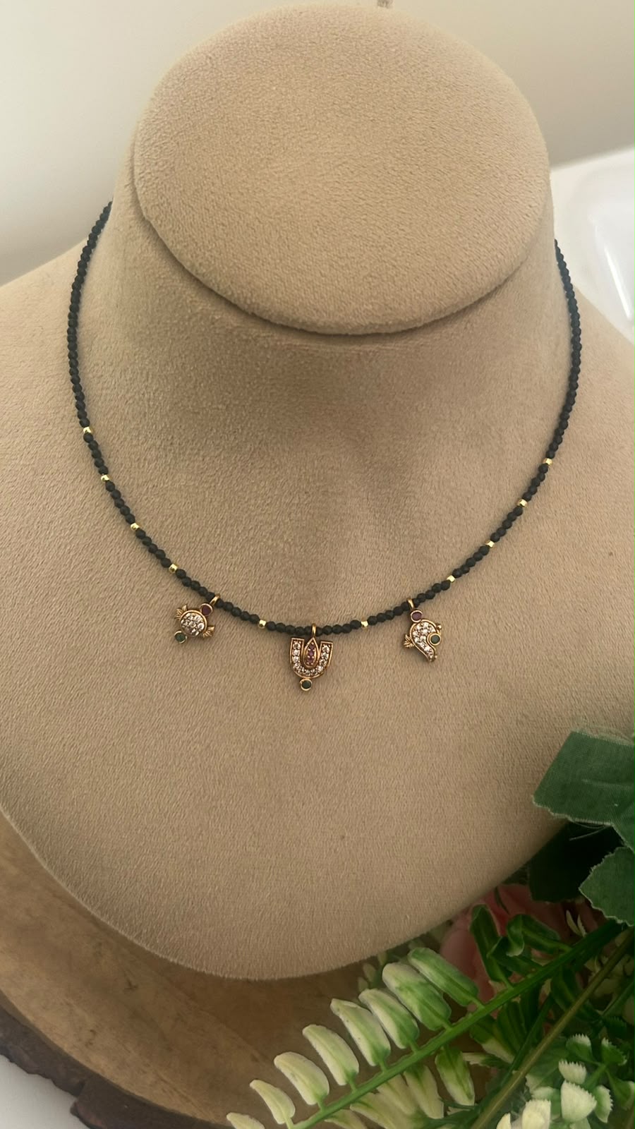 Black Beads Tirunamam Design Mangalsutra | 14–15 Inches