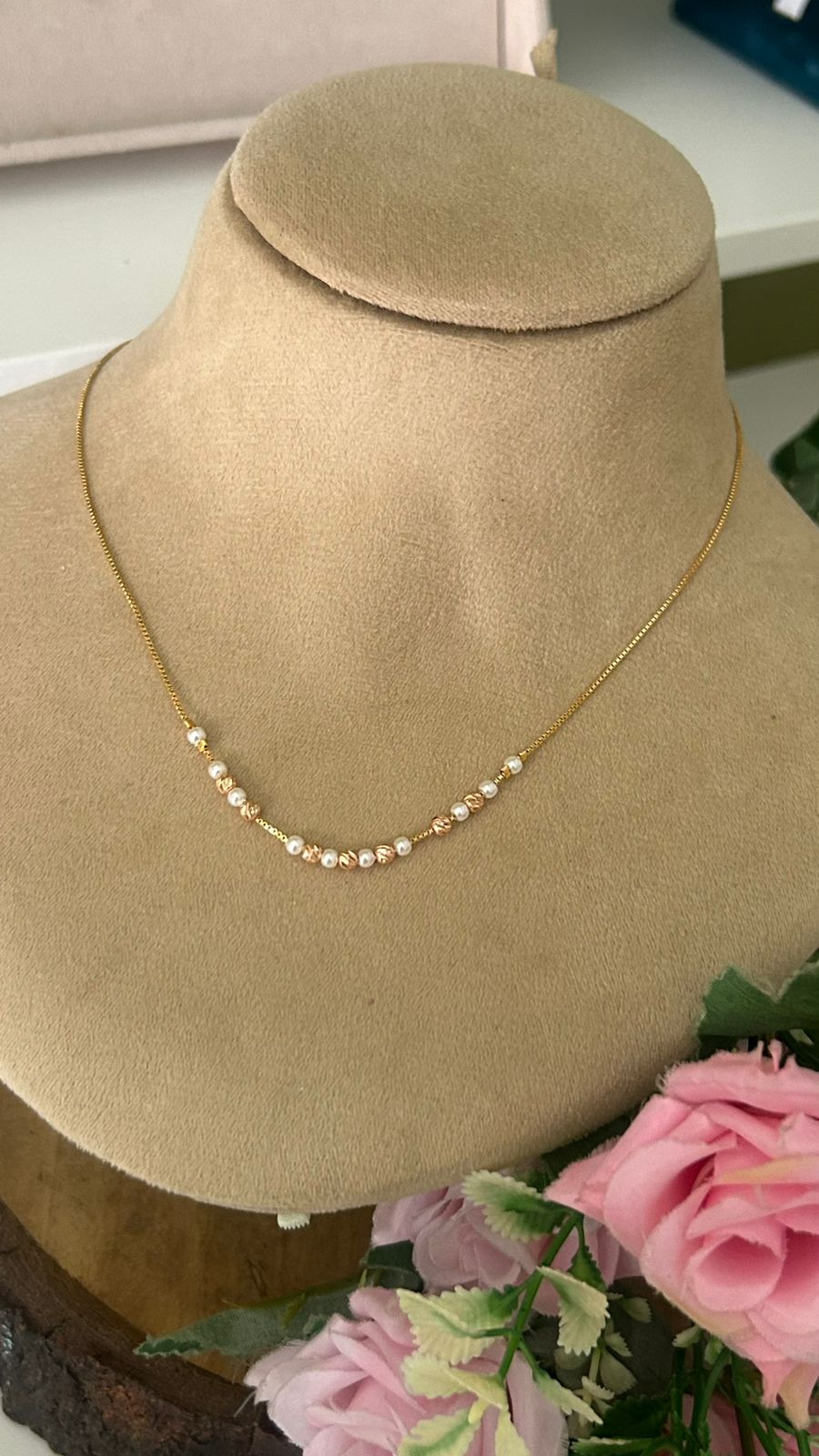Dainty Pearl Station Chain Necklace without Pendant