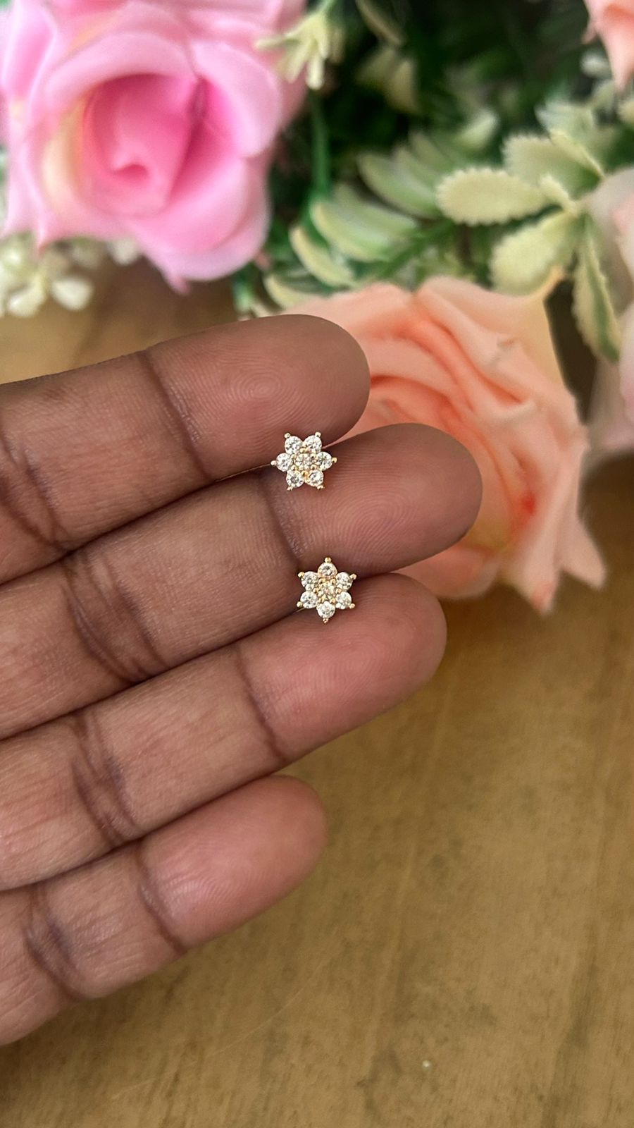 Small white Flower Nose Pin Style Earrings for Women – Elegant Stud Earrings