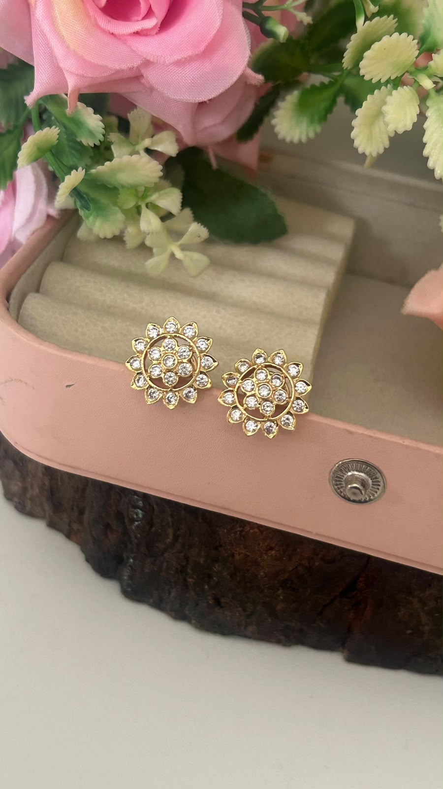 Elegant Floral Panchaloham Gold Polish Earrings for Women