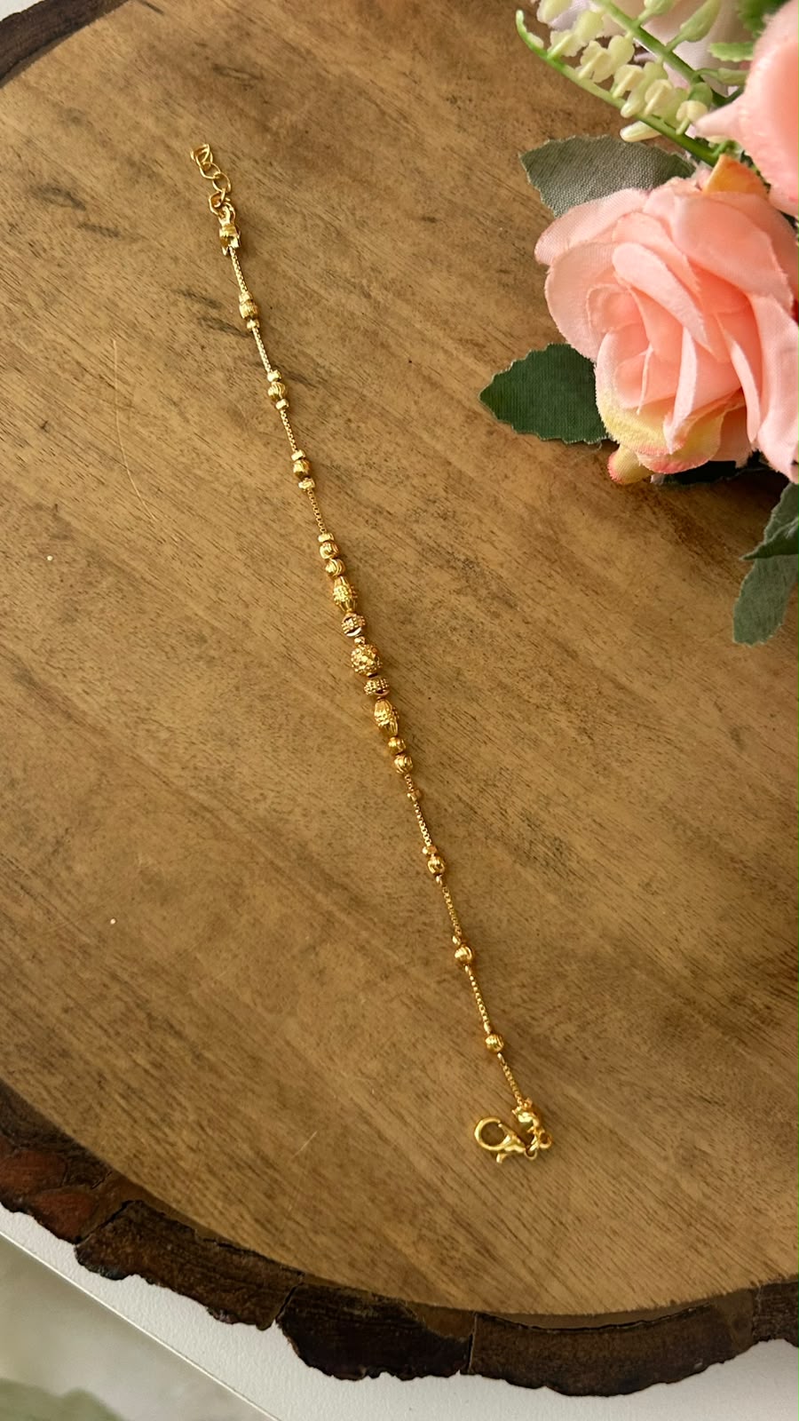 Minimalist All Gold Polished Bracelet with Intricate Textured Charms