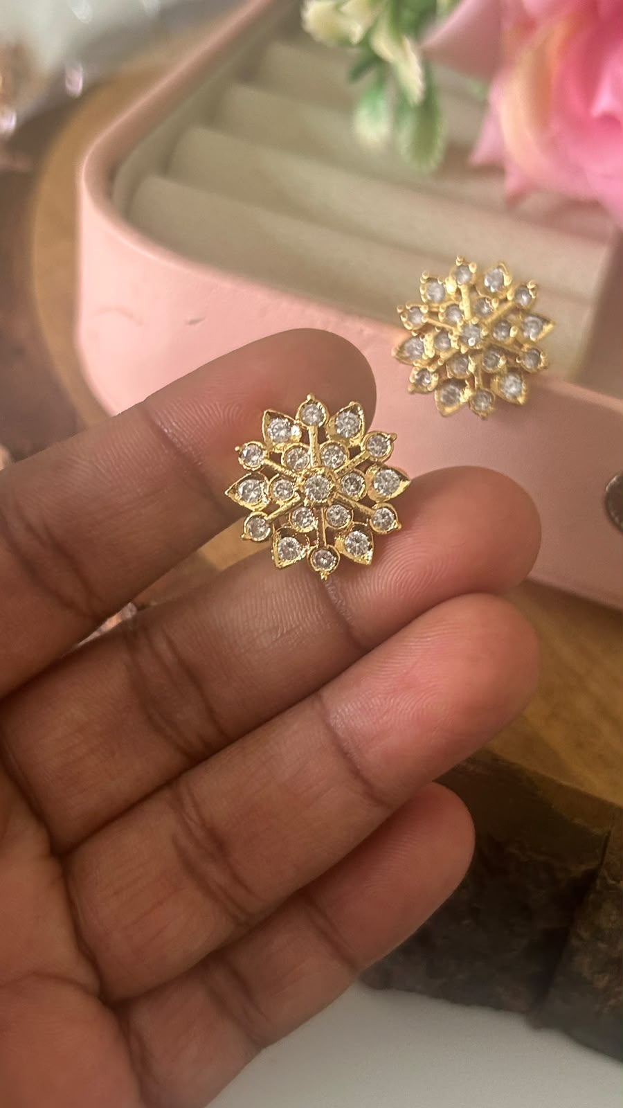 Panchaloham Polished Multi-Petal CZ Stud Earrings