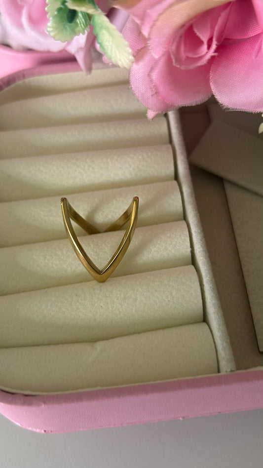 Anti-Tarnish V-Shaped Minimalist Ring for Women | Elegant Geometric Open Ring