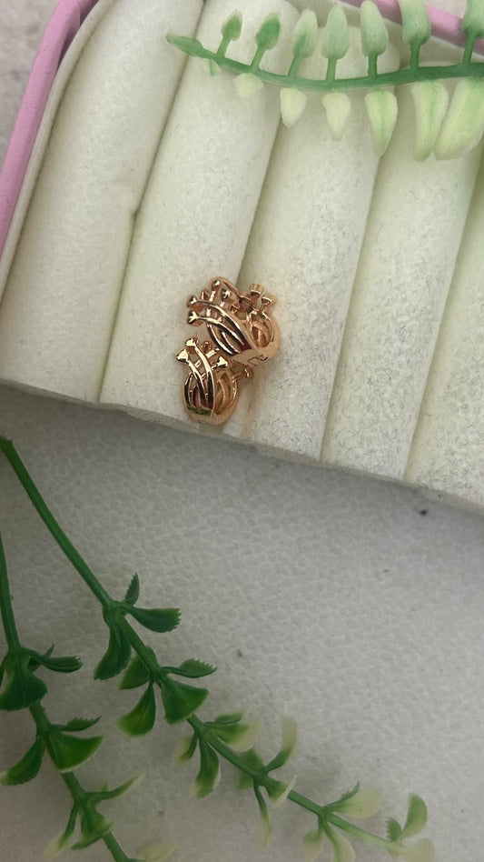 Elegant Rose Gold Finish Intertwined Leaf Design Mini Bali Hoop Earrings for Women – Trendy Daily Wear Collection