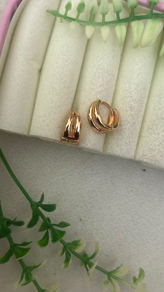 Elegant Rose Gold Finish Sleek Double Line Design Mini Bali Hoop Earrings for Women – Trendy Daily Wear Collection
