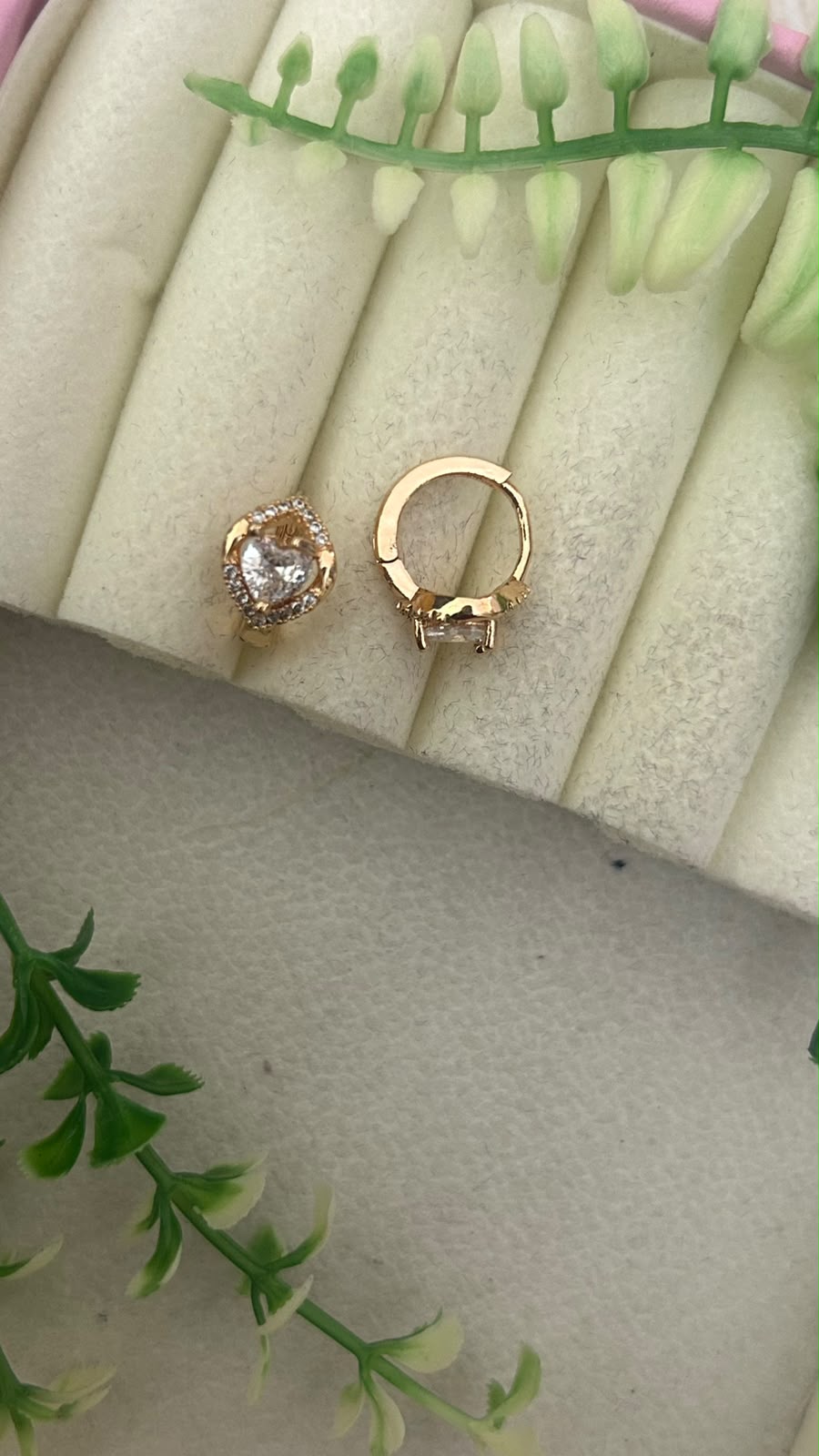 Elegant Heart Shape Solitaire White CZ Stone Gold Finish Mini Bali Hoop Earrings for Women – Trendy Daily Wear