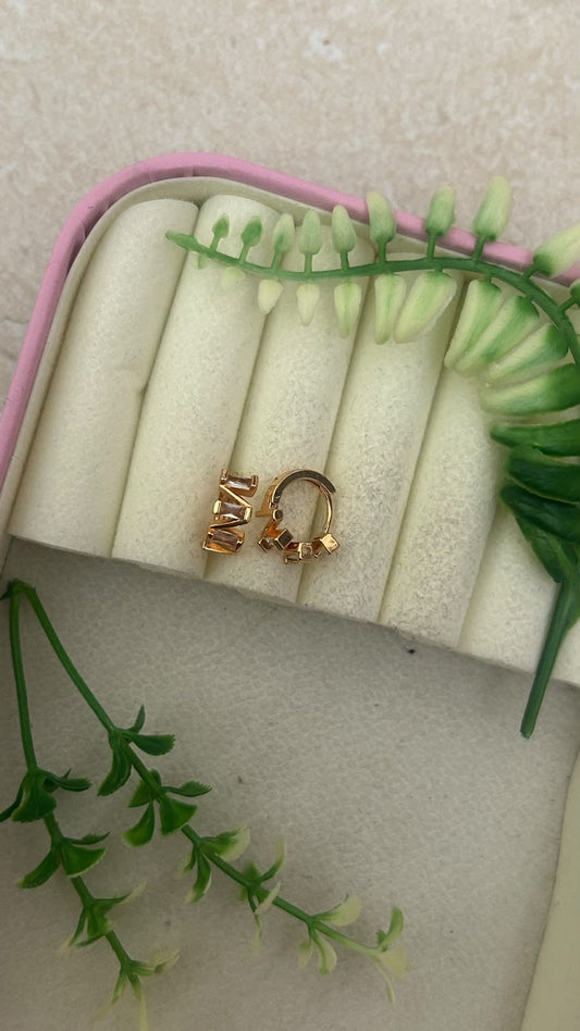 Elegant Zigzag Design White Baguette CZ Stone Gold Finish Mini Bali Hoop Earrings for Women – Trendy Daily Wear