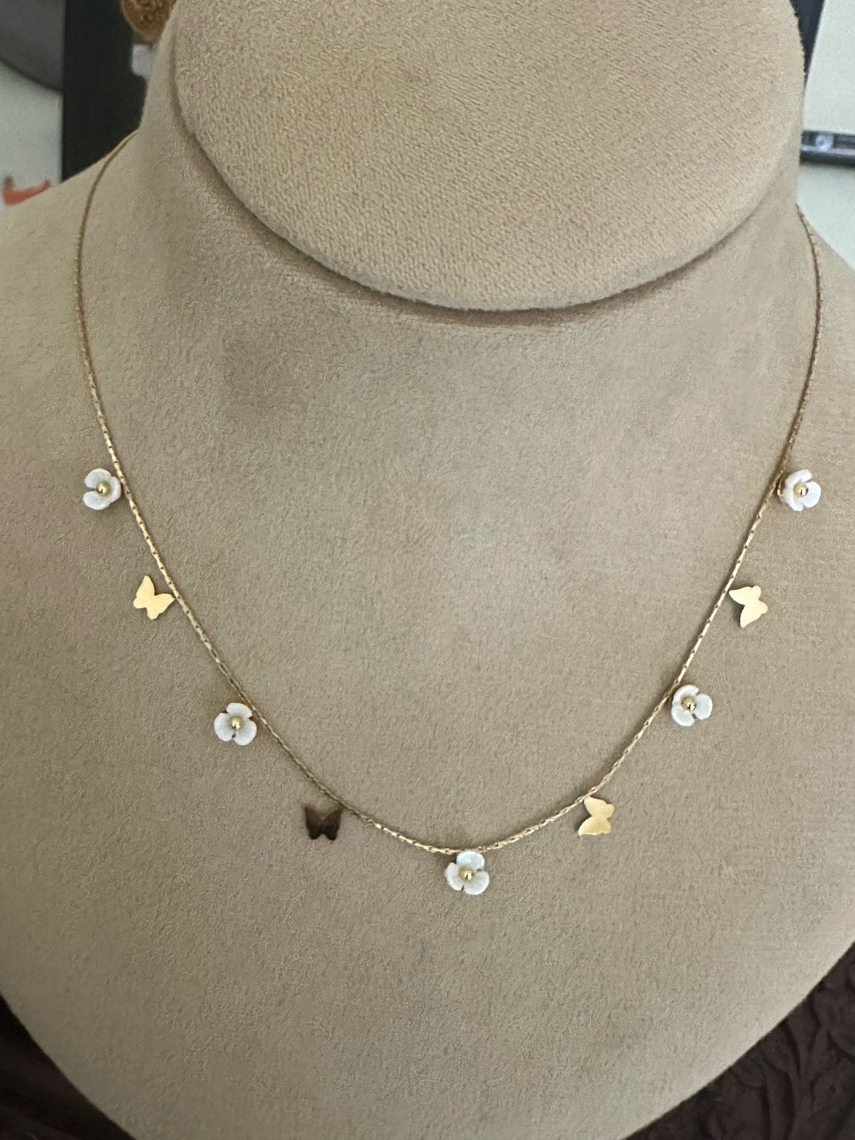 Butterfly and Flower Charm Necklace – Dainty Gold Chain for Girls & Women