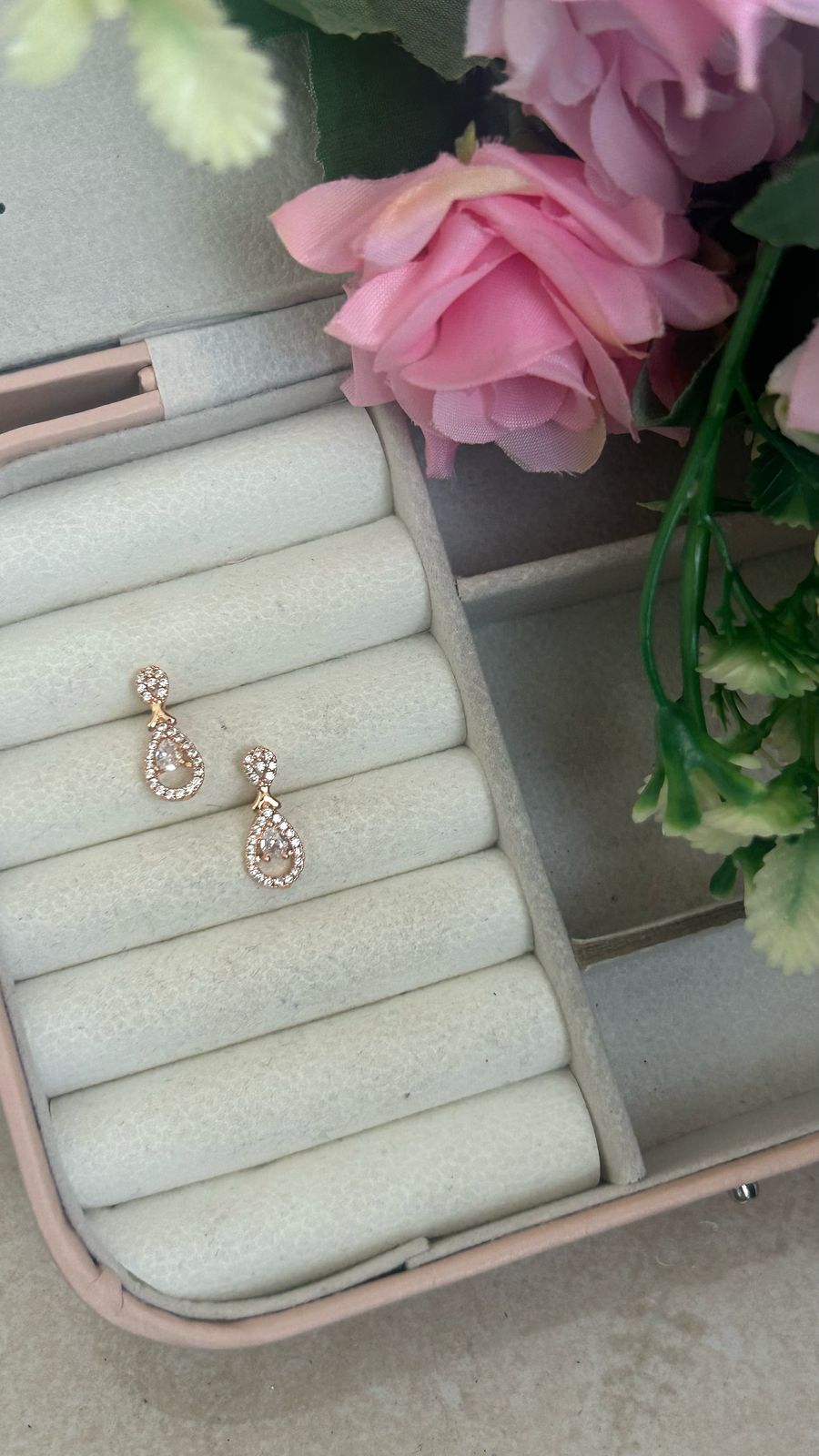 Teardrop CZ Stud Earrings – Gold Plated Elegant Drop Design