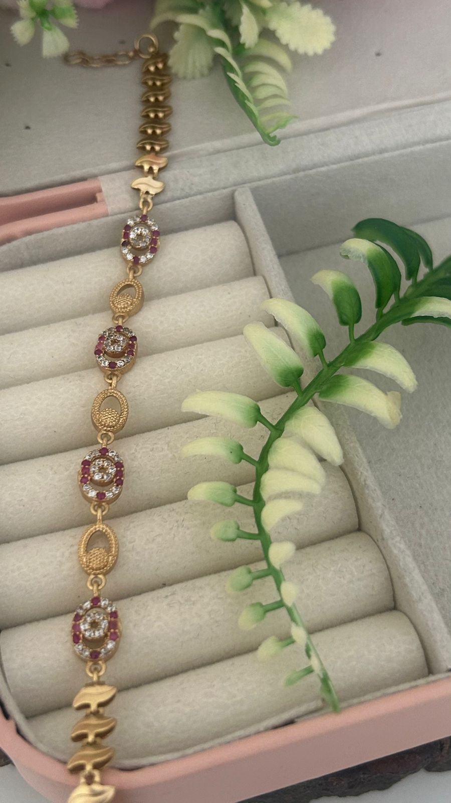 Handcrafted Panchaloha unpolished Ruby White Fancy Bracelet