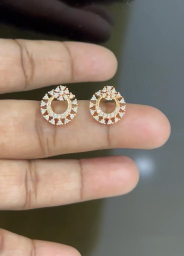 CZ Ear rings with white stone - 002