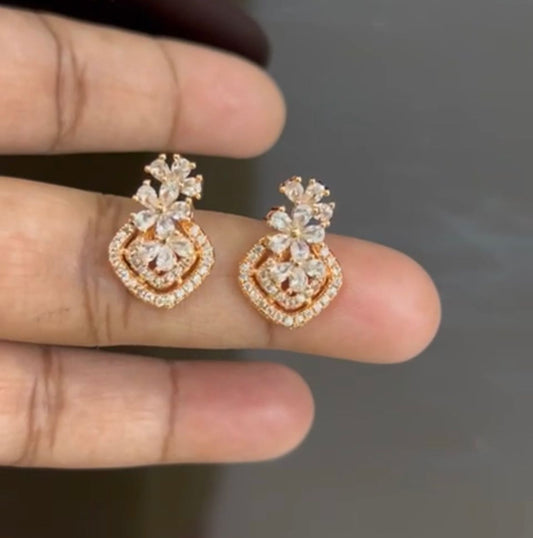 CZ fancy white stone ear rings