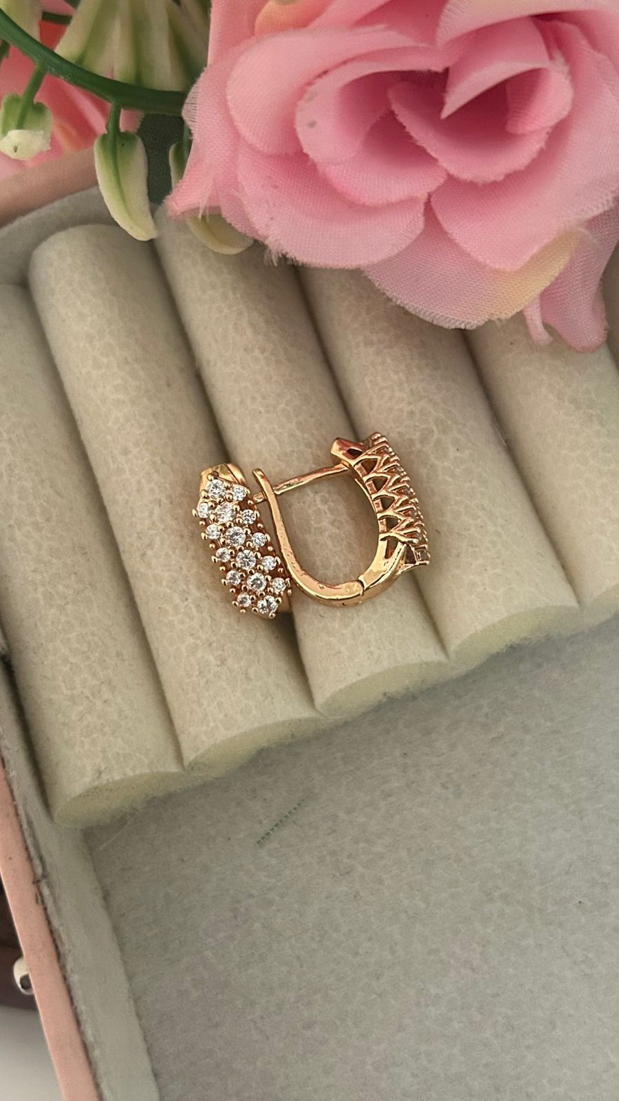 Sparkling Cubic Zirconia Bali Earrings – Gold Plated Designer Hoops-pave CZ bali earrings