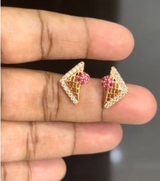 CZ Ear Rings with white & pink color stone   029