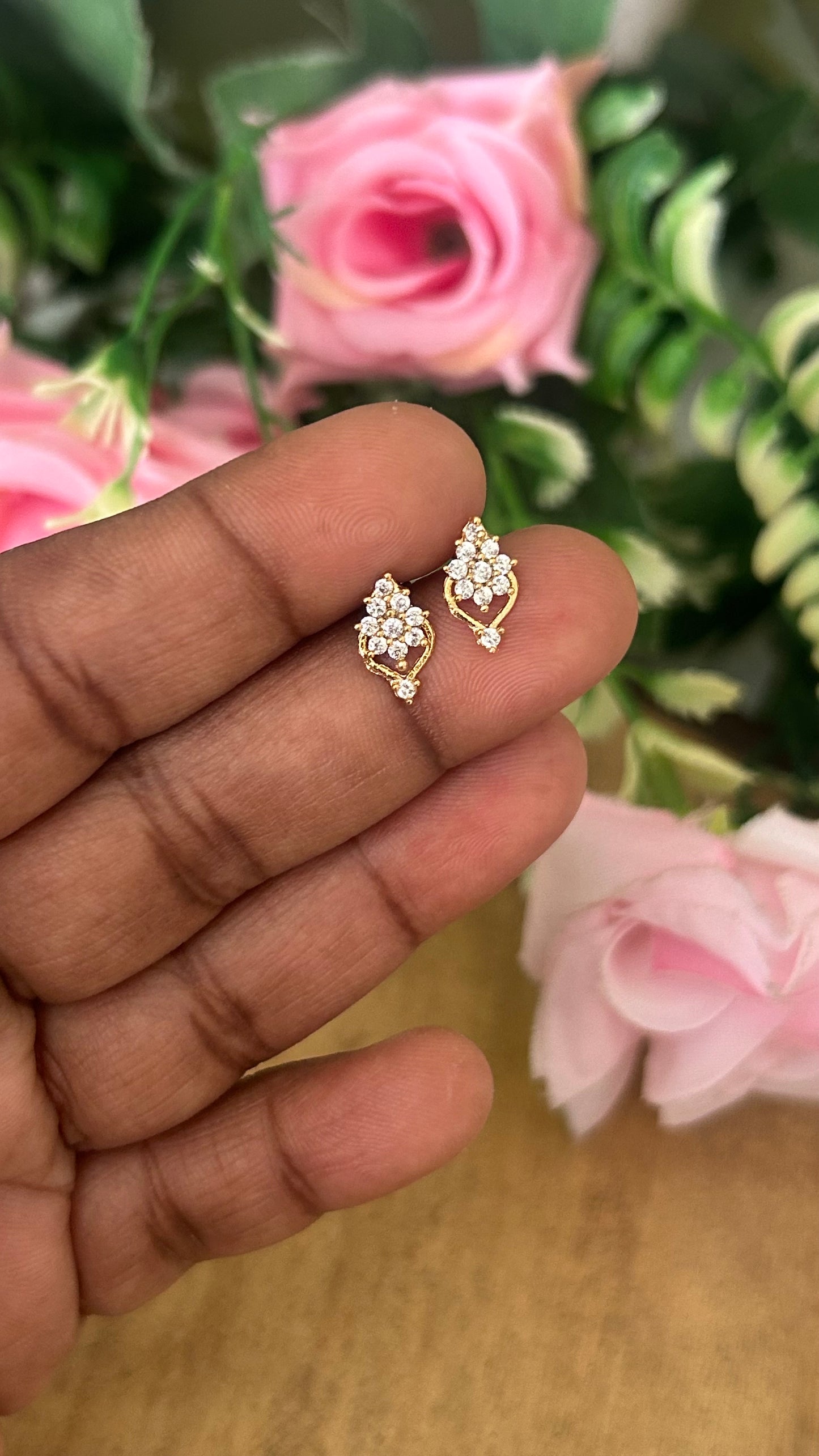 Minimal Floral Stud Earrings | Nose Screw Back | Delicate Daily Wear