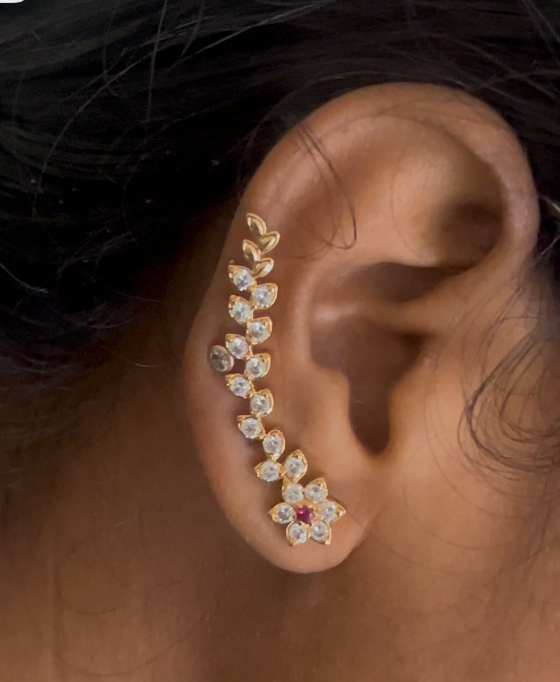 Panchaloham  Floral Ear cuffs Earrings in Gold Finish – Stylish Vine Design for Women & Girls