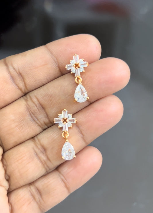 CZ white flower with stone hanging