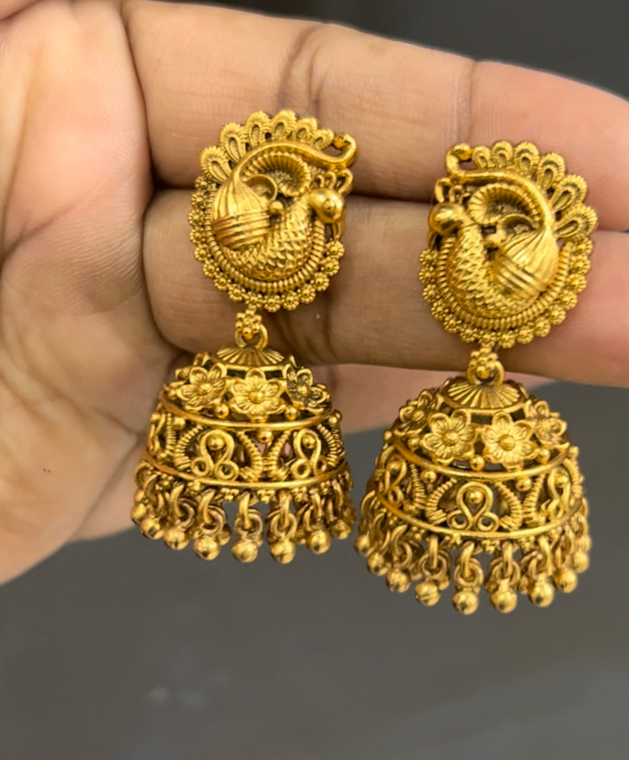 Peacock jumka earrings