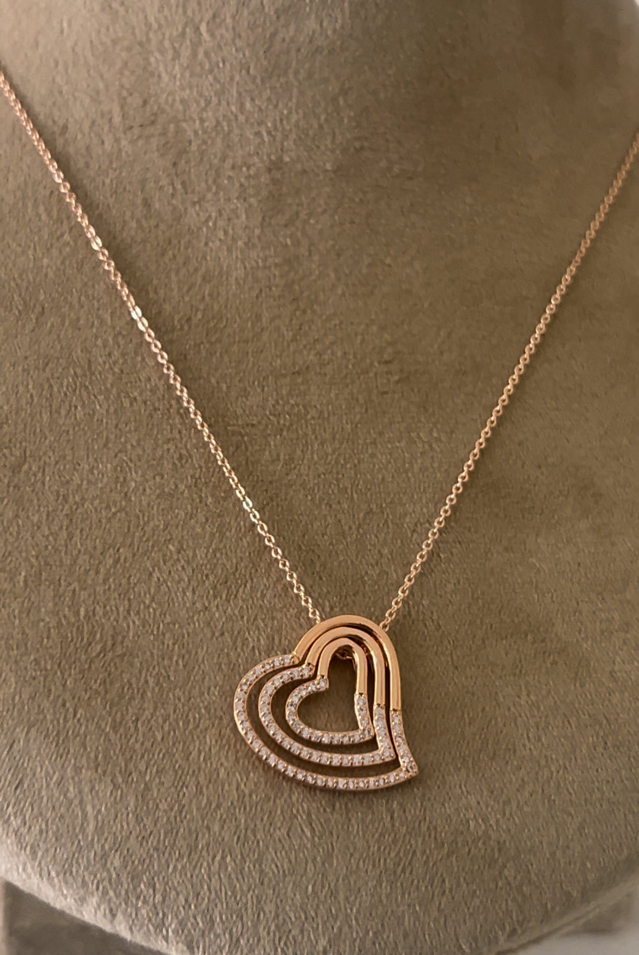 CZ chain with 3 layer heart shape pendent