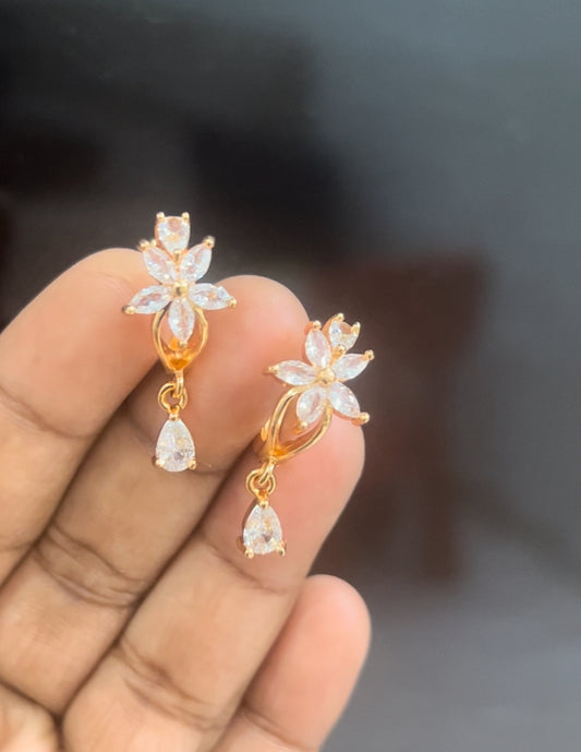 CZ flower Bali with white stone drops