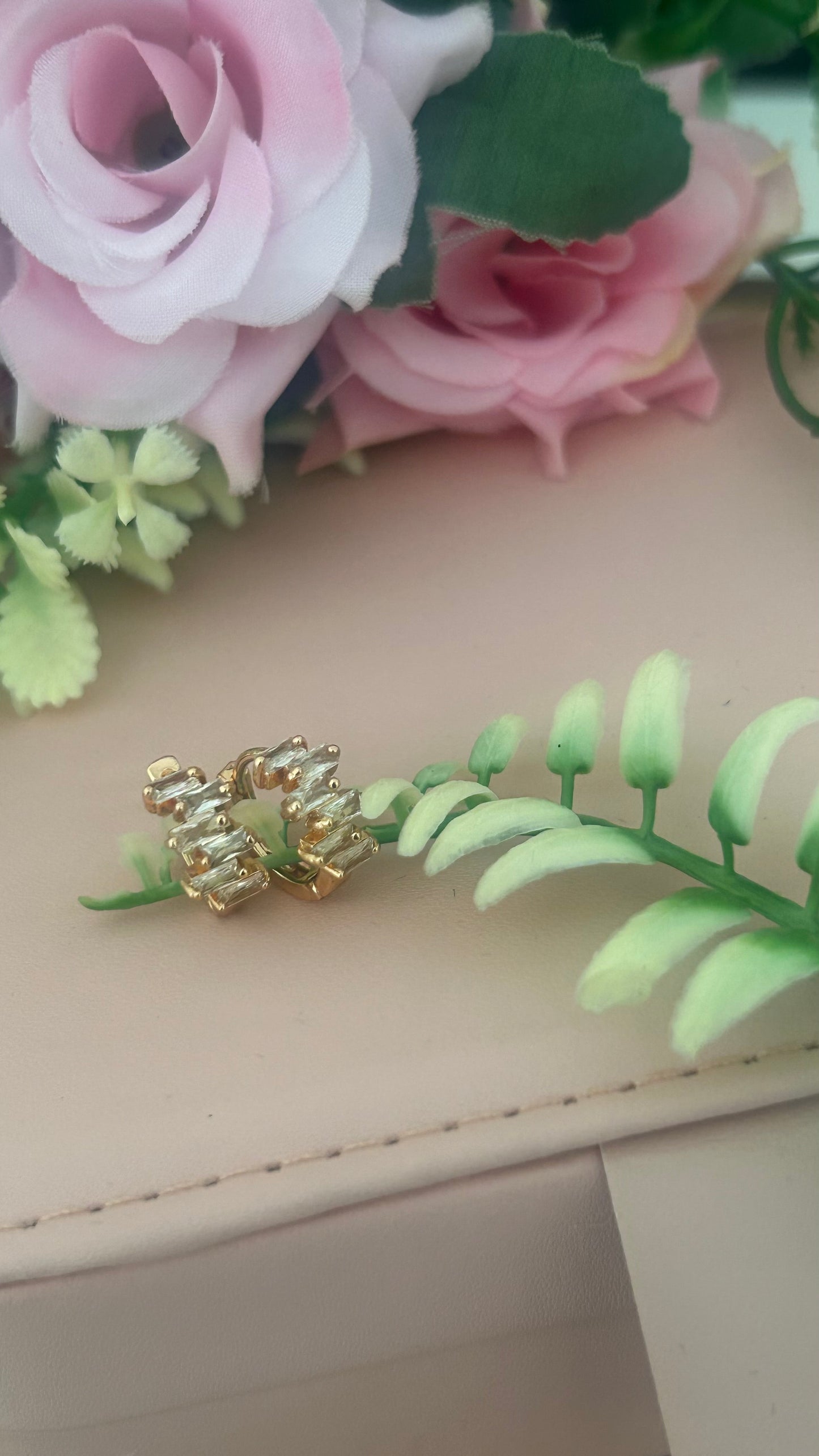 Luxury Baguette Stone Hoops | Trendy Gold Finish Earrings for Women