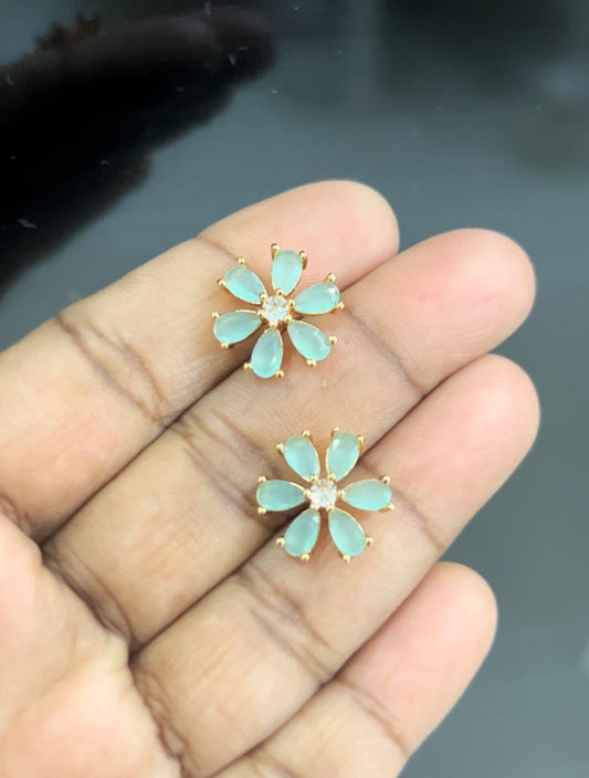 CZ light green flower stud