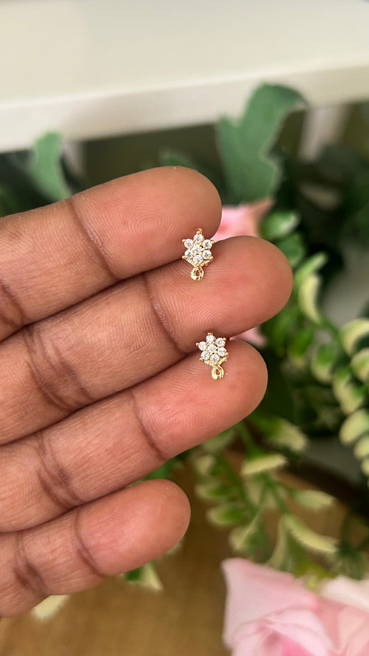 Tiny Floral Stud Earrings – Nose Pin Style Screw Back | Second Hole Studs