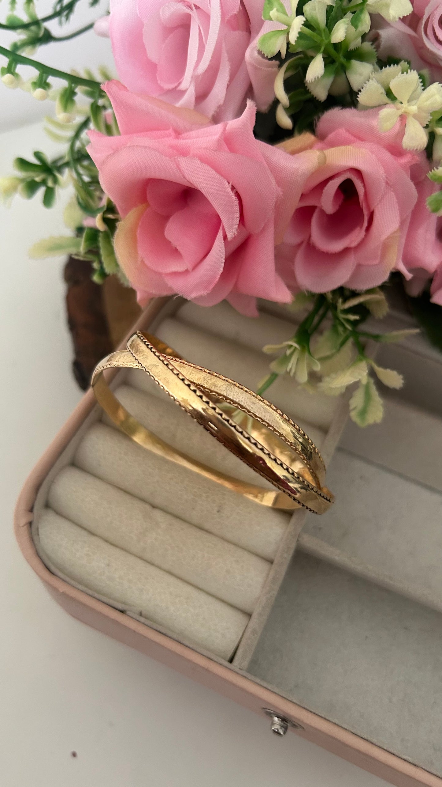 Classic Line-Pattern Panchaloham Unpolished Bangles – Traditional Handmade Pair of 2, Lightweight Design