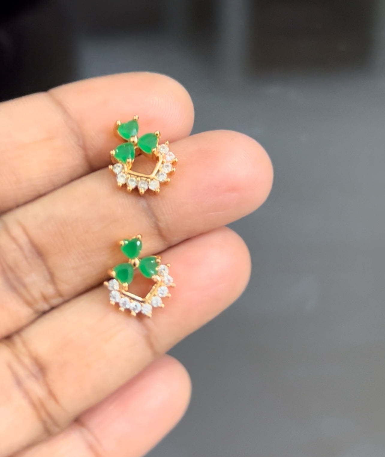 CZ 3 petal flower stud