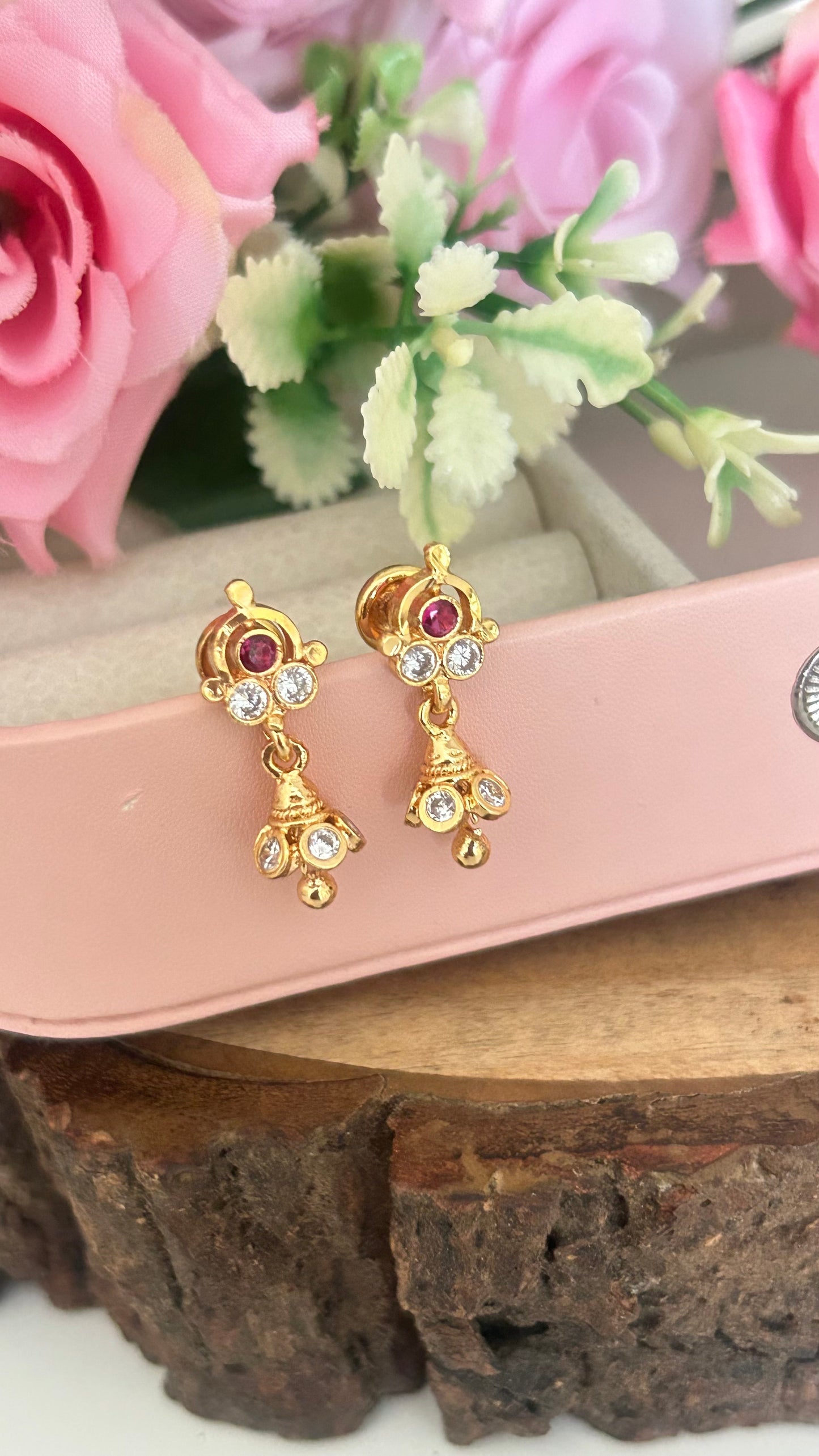 Graceful Panchaloham Ruby Accent Buttas with polished