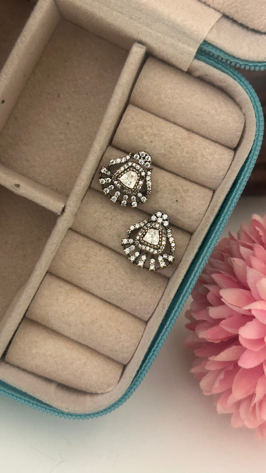 Victorian studs with full white stones