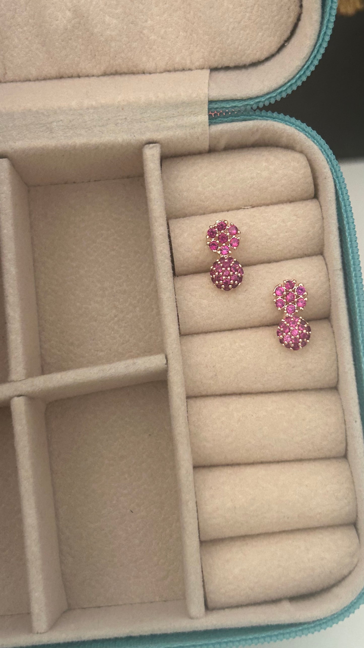 CZ pink flower stud