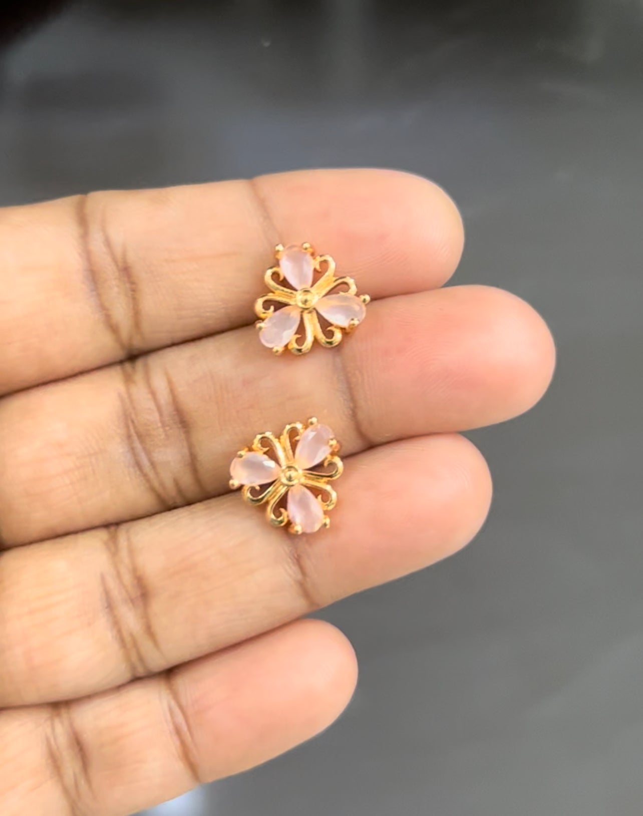 CZ 3 petal flower stud