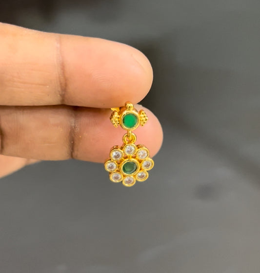 Green stone flower hanging screw back