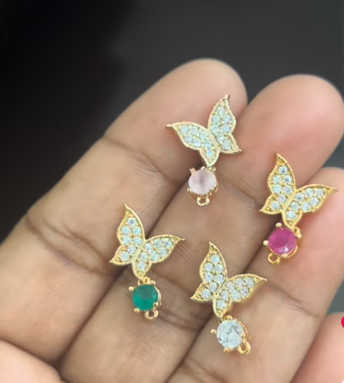 CZ butterfly stud with drops