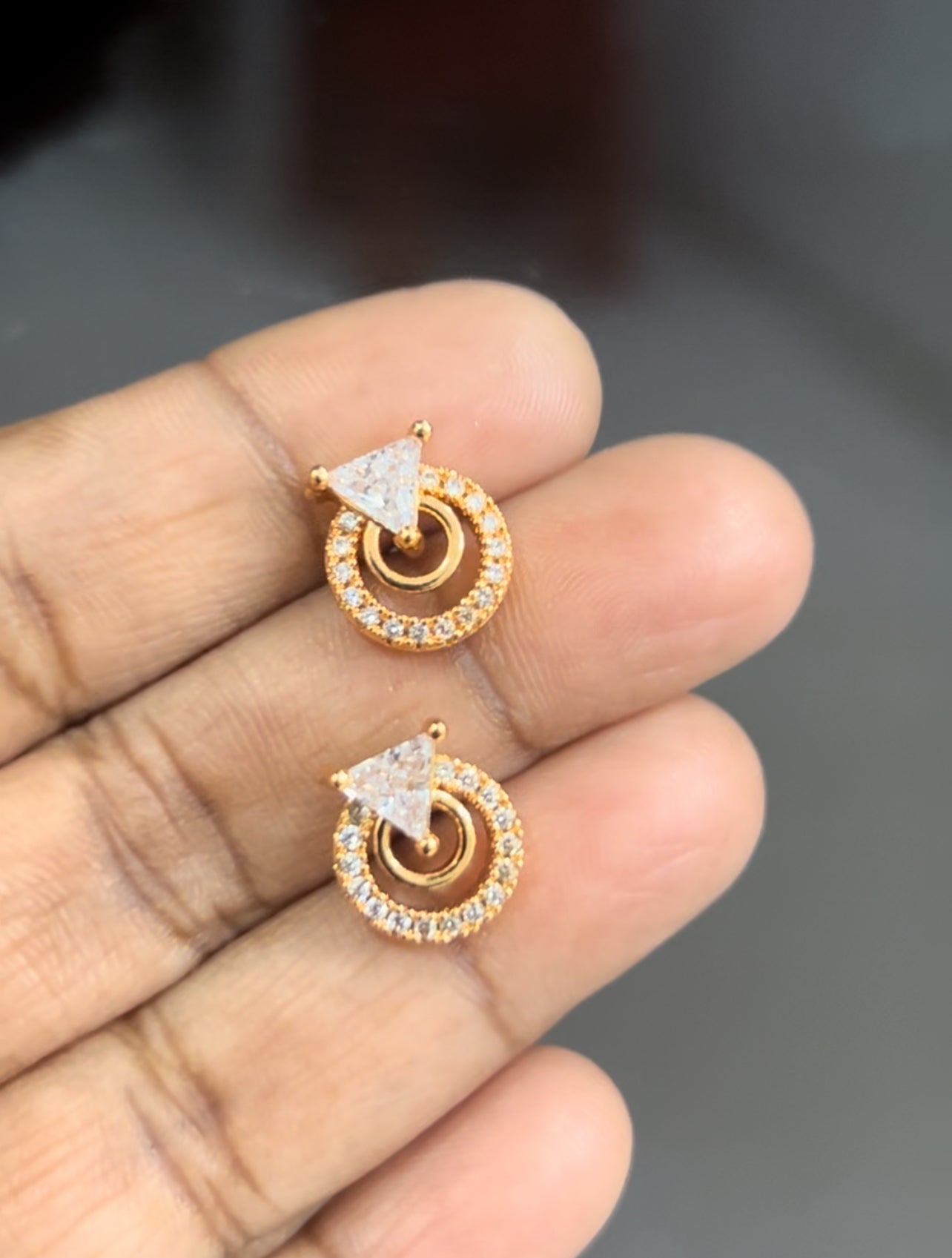 CZ round shape stud with different color stones