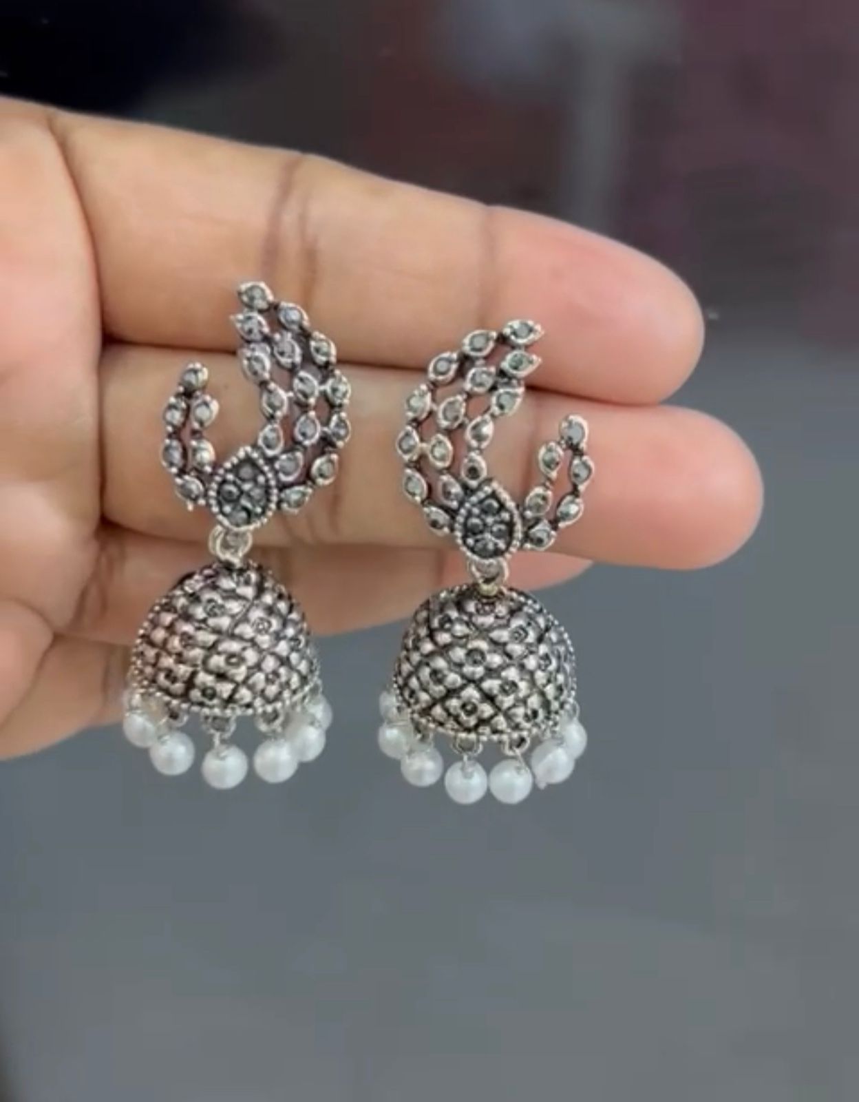 OXIDIESED PEACOCK JHUMKAS