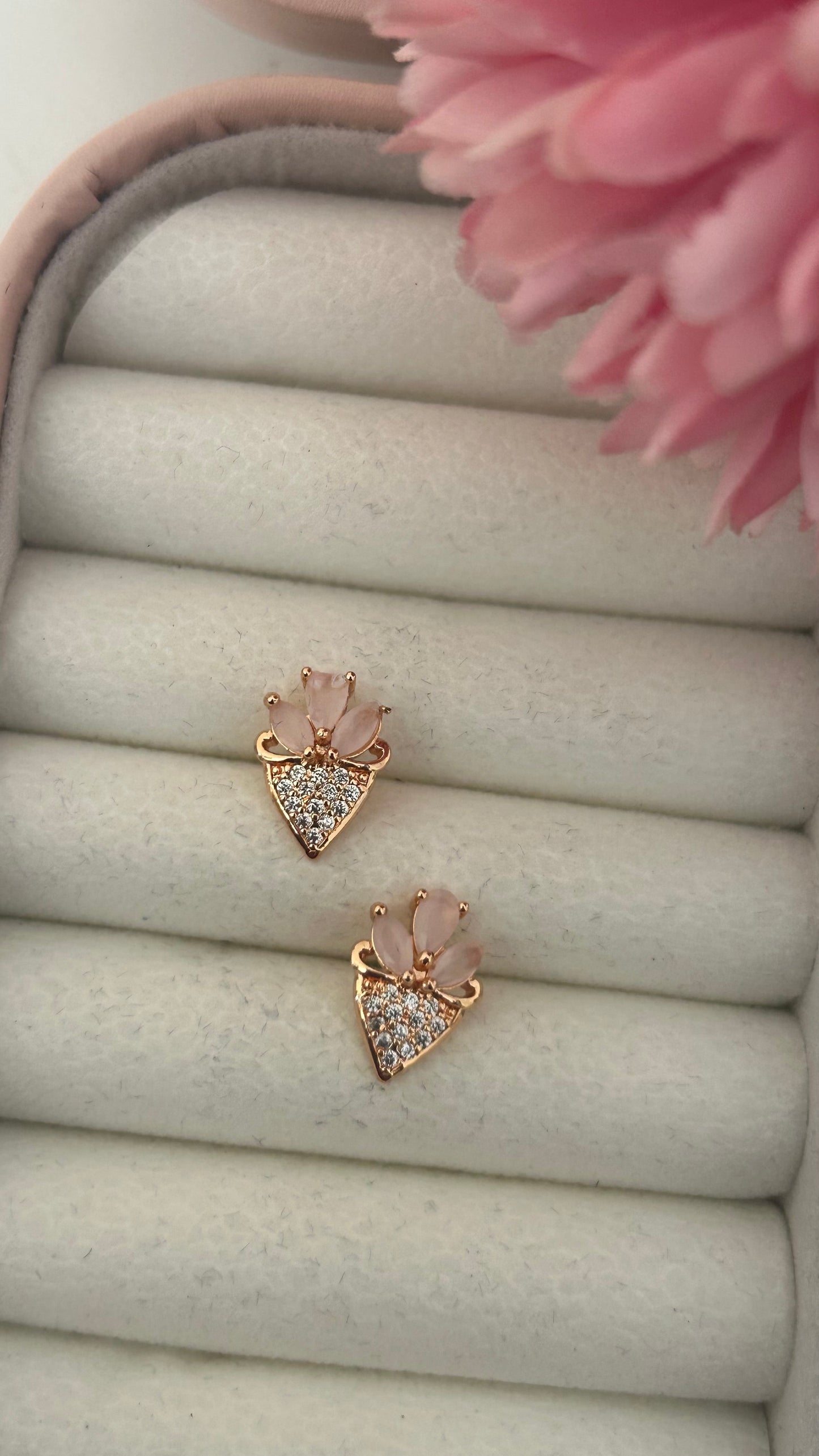 Pastel Leaf Design Stone Studs for Women