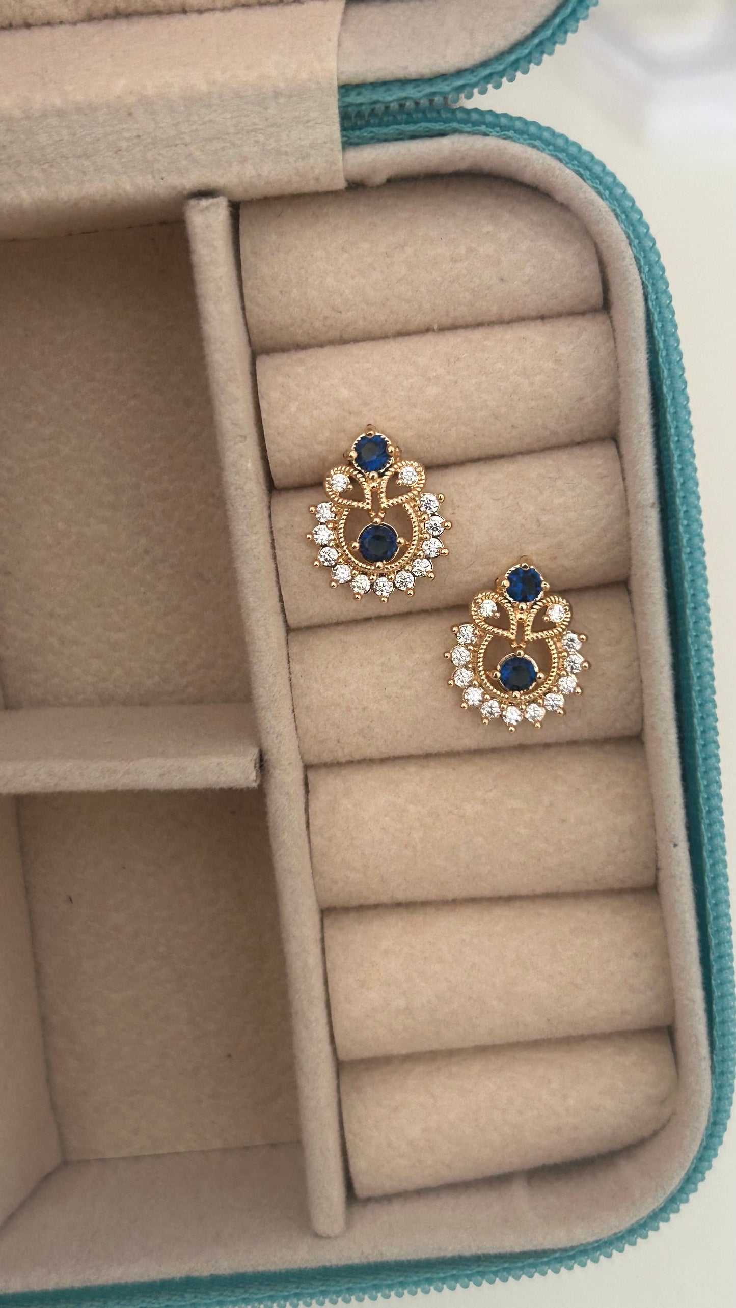 CZ Blue Sapphire Stud Earrings